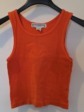 Vintage Retrospective Women's Ribbed Tank Top in Bright Orange